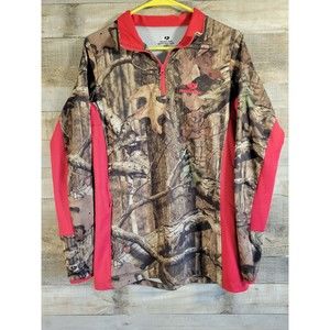 Mossy Oak Shirt Womens LRG  Long Sleeve 1/4 Zip w/Thumb Holes Break-Up Country